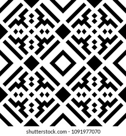 Ethnic ornament. Tribal wallpaper. Embroidery background. Ethnical folk image. Tribe motif. Ancient mosaic. Digital paper, web design, textile print, backdrop. Seamless vector art work illustration.