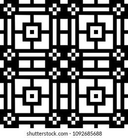 Ethnic ornament. Tribal wallpaper. Embroidery background. Ethnical folk image. Tribe motif. Ancient mosaic. Digital paper, web design, textile print, backdrop. Seamless abstract art. Vector artwork.
