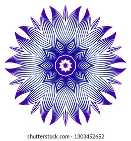 Ethnic Ornamental Mandala. Decorative Design Element. Vector Illustration. Purple blue gradient.