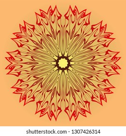 Ethnic Ornamental Mandala. Decorative Design Element. Vector Illustration. Sunrise color.