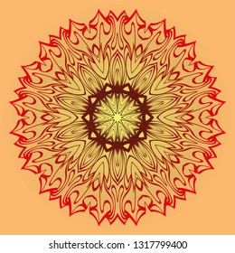 Ethnic Ornamental Mandala. Decorative Design Element. Vector Illustration. Sunrise color.