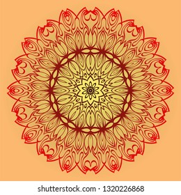 Ethnic Ornamental Mandala. Decorative Design Element. Vector Illustration. Sunrise color.