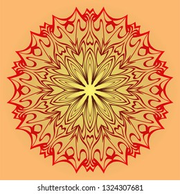 Ethnic Ornamental Mandala. Decorative Design Element. Vector Illustration. Sunrise color.