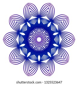 Ethnic Ornamental Mandala. Decorative Design Element. Vector Illustration. Purple blue gradient.