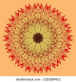 Ethnic Ornamental Mandala. Decorative Design Element. Vector Illustration. Sunrise color.