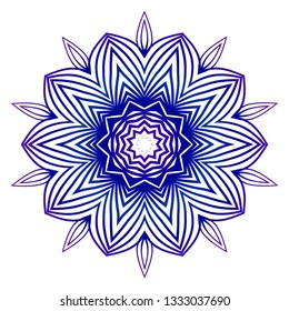 Ethnic Ornamental Mandala. Decorative Design Element. Vector Illustration. Purple blue gradient.