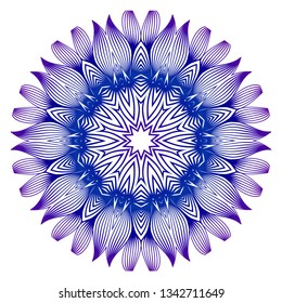 Ethnic Ornamental Mandala. Decorative Design Element. Vector Illustration. Purple blue gradient.
