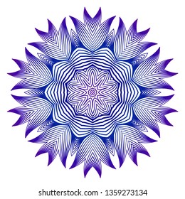 Ethnic Ornamental Mandala. Decorative Design Element. Vector Illustration. Purple blue gradient.