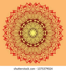 Ethnic Ornamental Mandala. Decorative Design Element. Vector Illustration. Sunrise color.