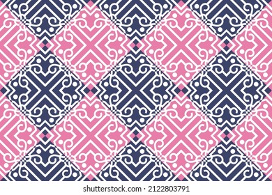 Ethnic ornamental motif with symmetric traditional African wax textile