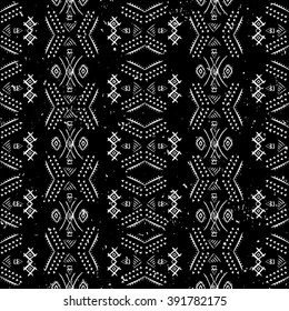 Ethnic ornamental pattern, hand drawn seamless print, aztec background for wrapping, wallpaper, textile, cards, flyers, banners