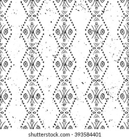 Ethnic ornamental pattern, hand drawn seamless print, aztec background for wrapping, wallpaper, textile, cards, flyers, banners