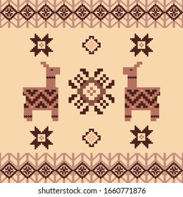 Ethnic ornamental pattern with llamas