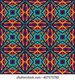 ethnic ornamental seamless pattern for fabric. Abstract geometric colorful mosaic 