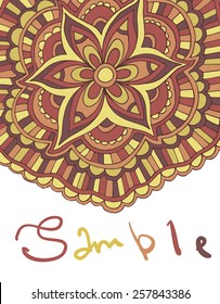 Ethnic ornamental spring boho background with place for text. Vector floral banner with flowers. For inviting, greeting cards, labels.