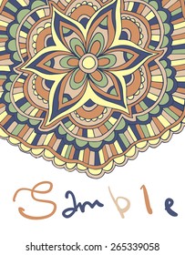 Ethnic ornamental spring boho background with place for text. Vector floral banner with flowers. For inviting, greeting cards, labels.