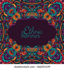 ethnic ornamental template vector poster. Background with mandalas patterns