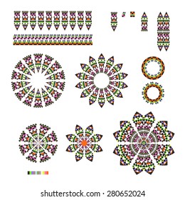 Ethnic ornamental textile pattern for your own design. Aztec design elements. Vector