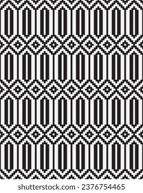 Ethnic ornamental textile seamless pattern. Black and White