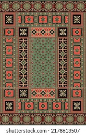 Ethnic Ornamental Vertical Seamless Pattern. Ethnic Ornament Wallpaper. Vertical Geometric Background. Indian, Morrocan Motif. Design For Textile, Fabric, Web, Cover, Rug