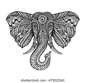 Ethnic ornamented elephant. Vector illustration