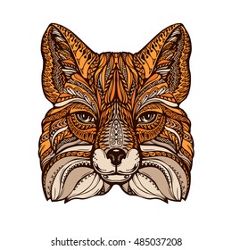 Ethnic ornamented fox. Hand-drawn vector illustration with decorative elements