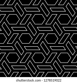 Ethnic ornament.Hexagons, quadrangles motif. Polygons wallpaper. Folk image. Mosaics background. Tribal backdrop. Geometric figures pattern. Digital paper, web design, textile print. Seamless vector.
