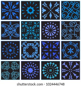 Ethnic ornaments for ceramic tiles. Vector design.