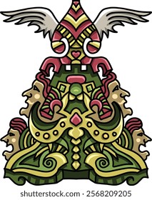 Ethnic Ornaments with faces and wings