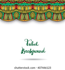 Ethnic Ornate Curtain. Colorful element with shadow. Mexican ornament for tribal background. Flyer or greeting card template. Vector illustration.