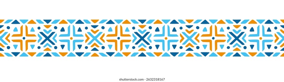 Ethnic ornate seamless border. Endless tape of tribal ornaments. EPS 10 vector illustration.