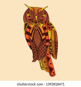 ethnic owl from abstract pattern