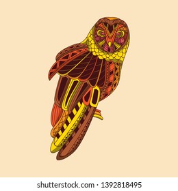 ethnic owl from abstract pattern