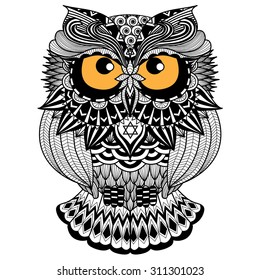 Ethnic owl / african / indian / totem for shirt design,logo and icon