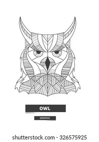 Ethnic owl. Artistic vector illustration.