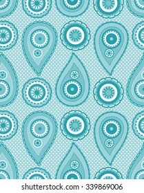 Ethnic paisley dotted seamless vector ornament. 