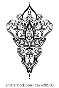 ethnic paisley hand draw tattoo design, henna mehndi doodle design element, vector illustration