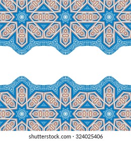Ethnic paisley pattern. Portuguese tiles, mosaics, ceramics. Design for wallpaper, bags, table, cushion, bandana, carpet, textures, fabric, architecture,doors, windows - stock vector