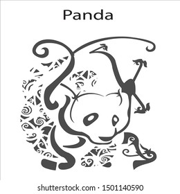 Ethnic Panda bear silhouette Logo design vector template