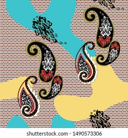 ethnic patched pattern, paisley pattern