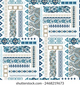 ethnic patchwork pattern on white background