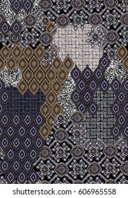 Ethnic Patchwork Seamless Design With Geometric And Rhombus Motifs
