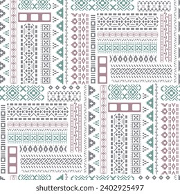 ethnic patchwork seamless pattern on white background