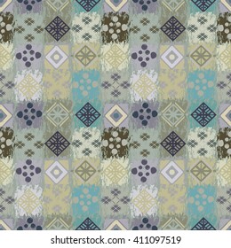 Ethnic patchwork seamless pattern. Tribal art boho print. Background ethno tiled texture, tile