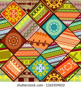 ethnic patchwork seamless pattern for your design of pillow