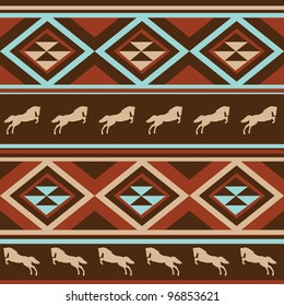 Ethnic patten background,with horse vector