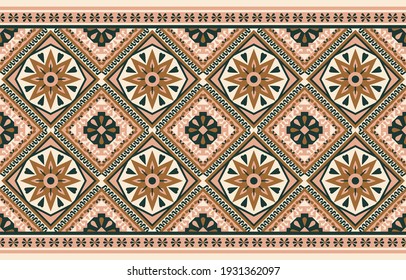 Ethnic pattern abstract art. Seamless pattern in tribal, folk embroidery, and Mexican style. Aztec geometric art ornament print.Design for carpet, wallpaper, clothing, wrapping, fabric, cover, textile