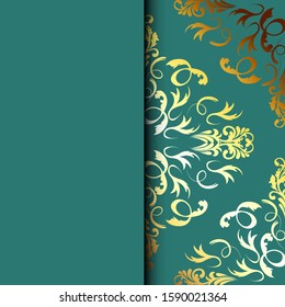 Ethnic pattern. Abstract greeting card, background with flowers and decorative leaves. For gifts, decoration and invitations for your design. With a place for you inscription.