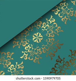 Ethnic pattern. Abstract greeting card, background with flowers and decorative leaves. For gifts, decoration and invitations for your design. With a place for you inscription.