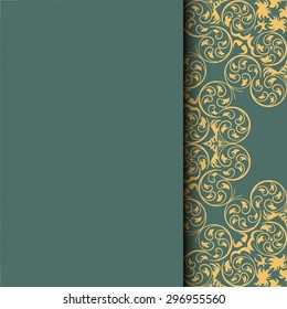 Ethnic pattern. Abstract greeting card, background with flowers and decorative leaves. For gifts, decoration and invitations for your design. With a place for you inscription.